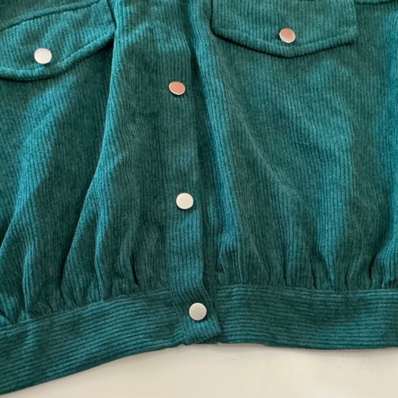 Shein Lune Corduroy forest green button jacket size M - Picture 6 of 8